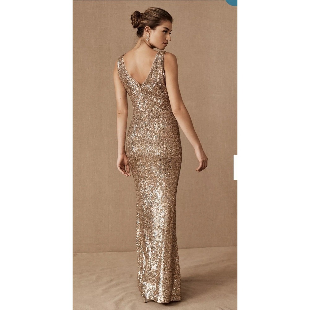 BHLDN Surrey Gown Dress  Anthropologie Sz 18 Gold Sequin Wedding Formal Prom NWT - Picture 2 of 12